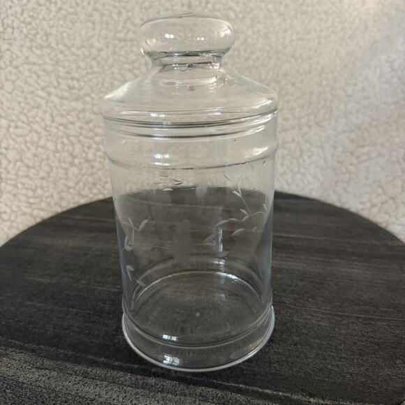 Vintage Princess House Heritage Apothecary 8” Canister W/ Lid Etched Crystal Jar - Picture 1 of 4
